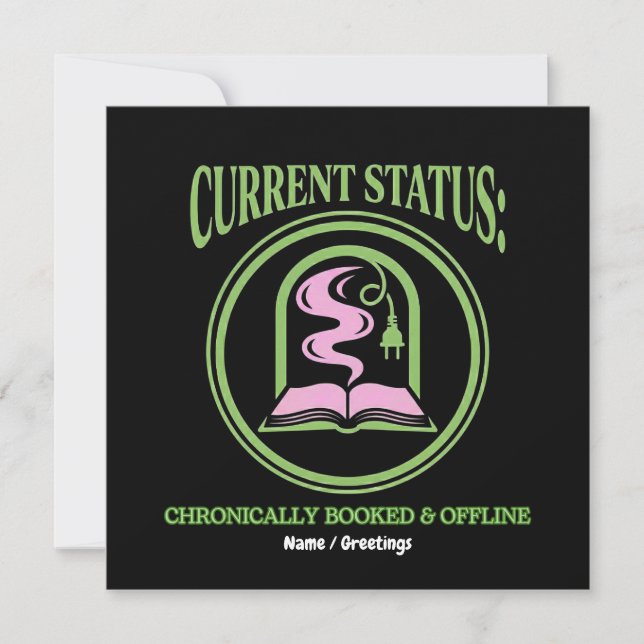 Chronically Booked & Offline Analog Reading Escape Einladung (Vorderseite)