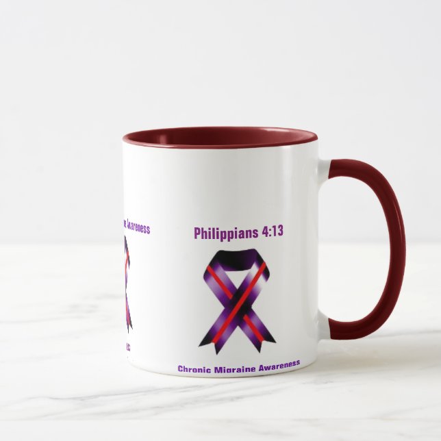 Chronische Migräne Philippinen 4:13 Krebsbewusstse Tasse (Rechts)