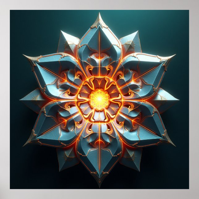 Chrono-Fractal Bloom: Ethereal Weave Poster (Vorne)