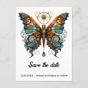 Chronoflutter Admiral Butterfly Steampunk Wedding Ankündigungspostkarte