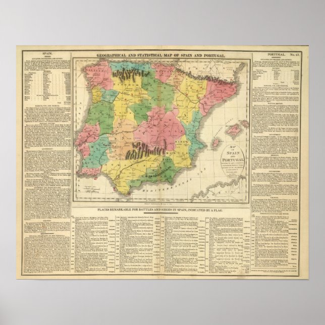 Chronologische Karte Spanien und Portugal Poster (Vorne)