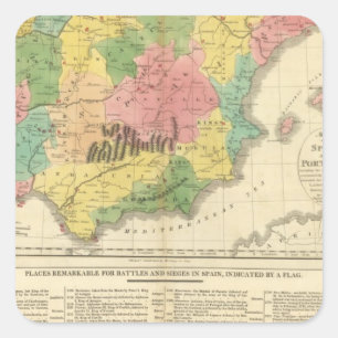 Chronologische Karte Spanien und Portugal Quadratischer Aufkleber