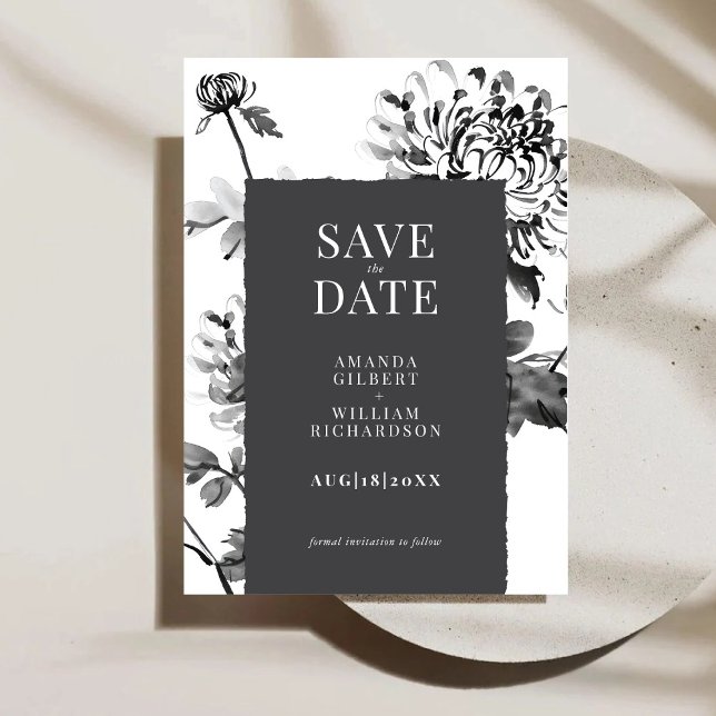 Chrysanthema Ink Art Save the Date Card (Von Creator hochgeladen)
