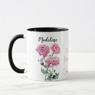 Chrysanthemas Watercolor November Geburtstagsfeier Tasse