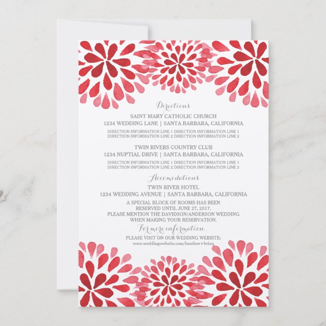 Chrysanthematische Karte für Red Watercolor (Vorderseite)