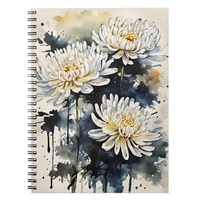 Chrysantheme - Aquarellblumen Notizblock (Vorderseite)