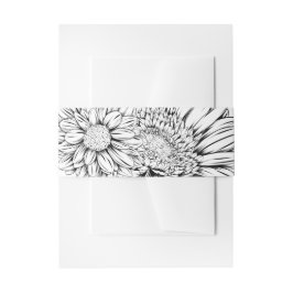 Chrysantheme Black Line Zeichnung mit Ihrem Namen  Einladungsbanderole
