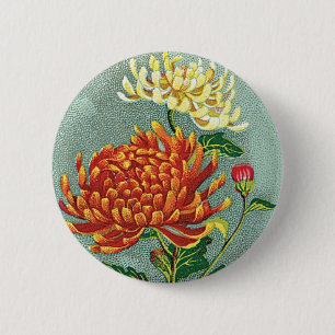 Chrysantheme-Blumen-Vintager japanischer Silk Button