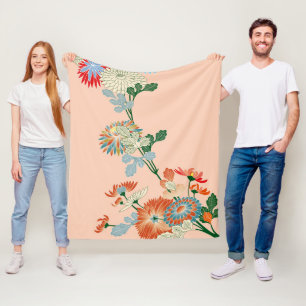 Chrysantheme, japanisches Design Fleecedecke