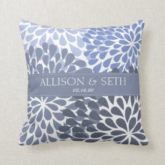 Chrysantheme (Stonewash Blau) Hochzeitsdusche-Gesc Kissen