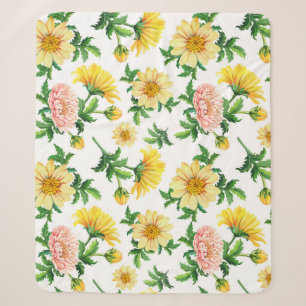 Chrysanthemen Aquarell: Nahtloses florales Design Sherpadecke