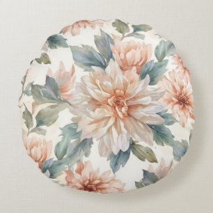 Chrysanthemen-Blumen Aquarell Botanisches Muster Rundes Kissen