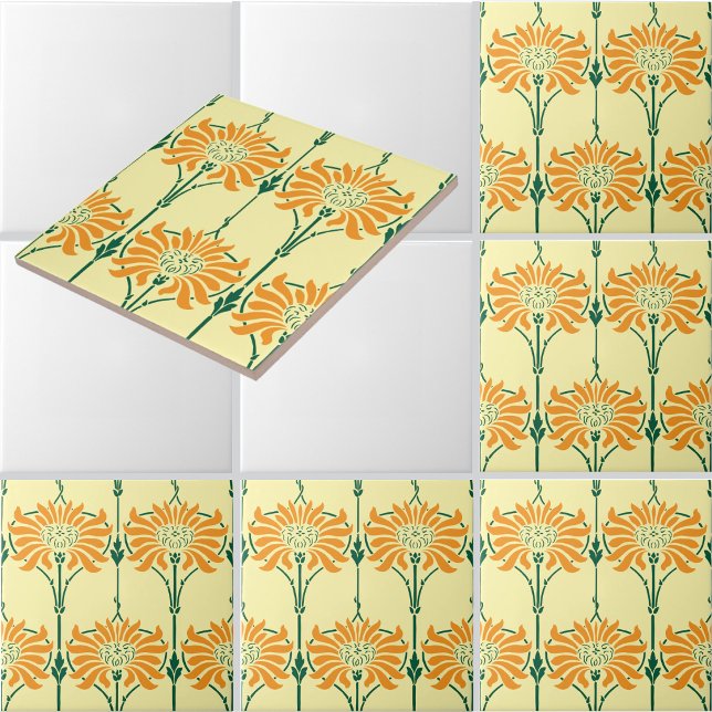 Chrysanthemen Blumen Art Nouveau Muster Fliese (Von Creator hochgeladen)