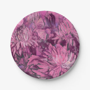 Chrysanthemen-Blumen Blumenmalerei Rosa Dunkelrot Pappteller