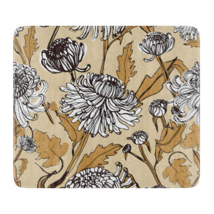 Chrysanthemen-Blumen nahtloses Muster Schneidebrett