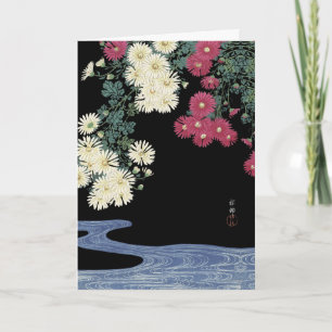 Chrysanthemen, fließendes Wasser, japanisches Blut Feiertagskarte