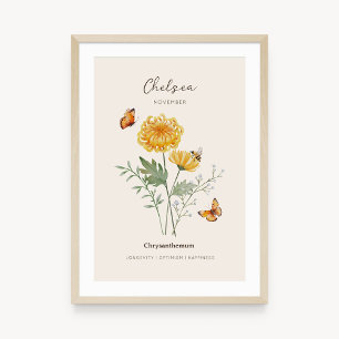 Chrysanthemen-Geburtsmonats-Blumenposter Poster