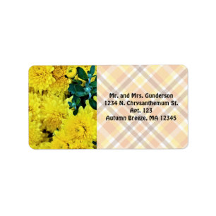 Chrysanthemen / Gelbe Blumen / Herbstthema / Adressaufkleber