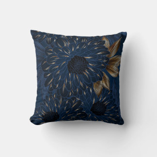 Chrysanthemen handgezeichnet, elegantes Blumenmust Kissen
