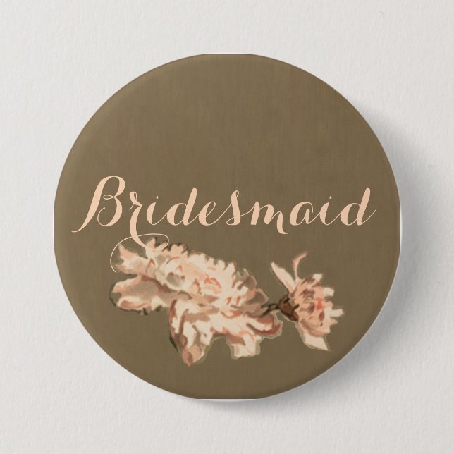 Chrysanthemen in einer Flasche Bridesmaid-Taste Button (Vorderseite)