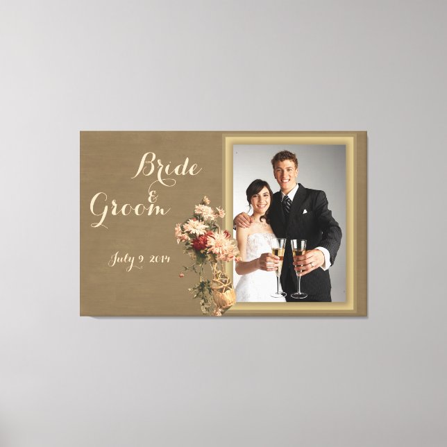 Chrysanthemen in einer Flasche - Leinwand zum Hoch (Vorderseite)