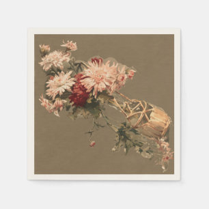 Chrysanthemen in einer Flasche Serviette