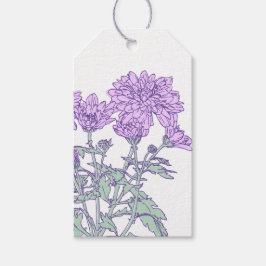 Chrysanthemen lila Blumengeschenkegel Geschenkanhänger