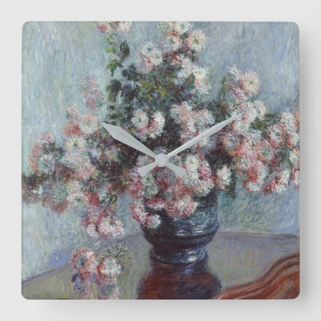 Chrysanthemen Quadratische Wanduhr (Vorderseite)