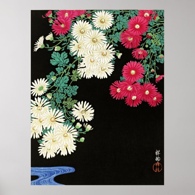 Chrysanthemen, schönes Gemälde von Ohara Koson Poster (Vorne)