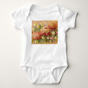Chrysanthemenwiese: Acryl-Handmalerei. Baby Strampler