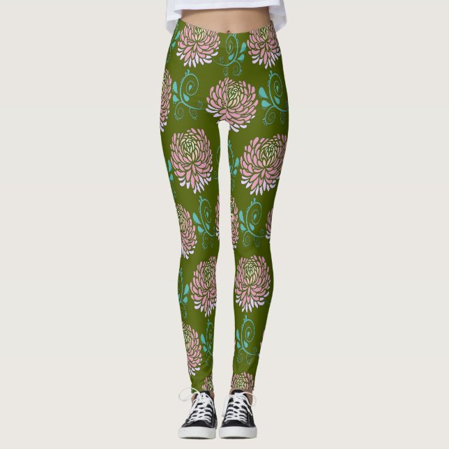 Chrysanthemenwirbel Leggings (Vorderseite)