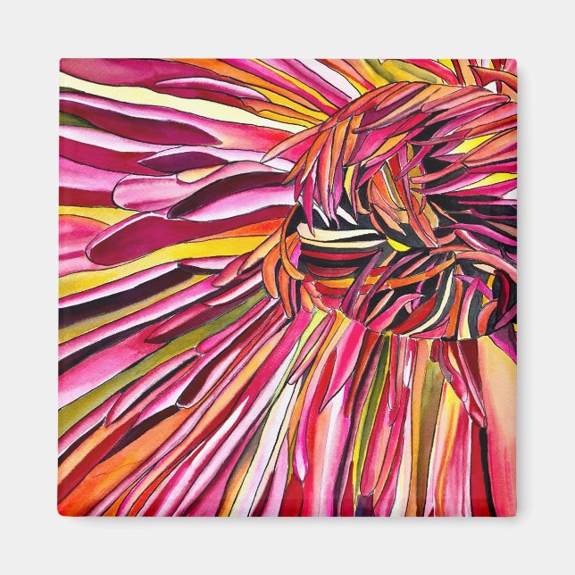 Chrysanthemum Aquarellkunst Blume Magnet (Vorne)
