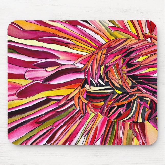 Chrysanthemum Aquarellkunst Blume Mousepad (Vorne)
