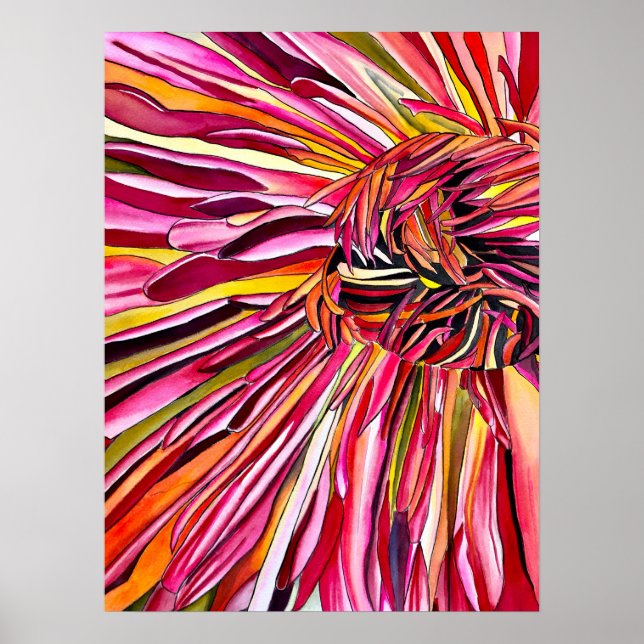 Chrysanthemum Aquarellkunst Blume Poster (Vorne)