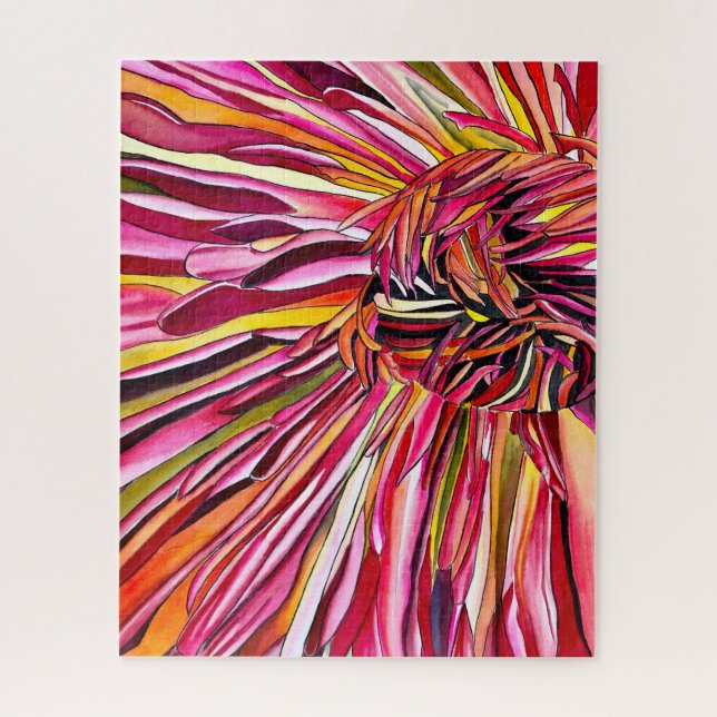 Chrysanthemum Aquarellkunst Blume Puzzle (Vertikal)
