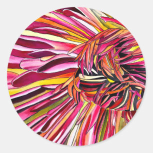 Chrysanthemum Aquarellkunst Blume Runder Aufkleber