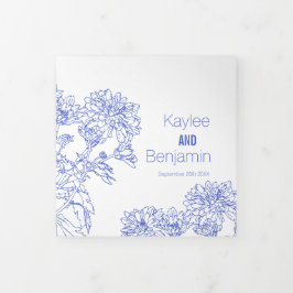 Chrysanthemum-blaue Blume zeichnend Dreifach-gefaltete Programmkarte