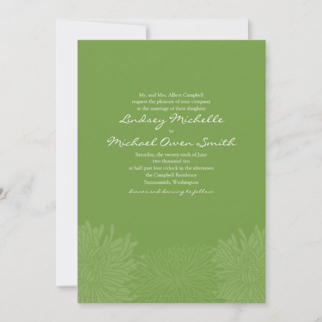 Chrysanthemum Blossom Hochzeit Einladung (Vorderseite)