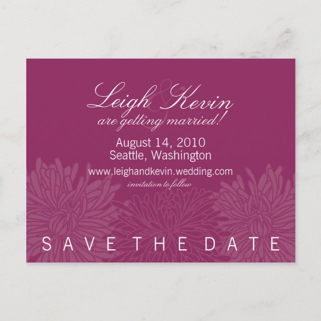 Chrysanthemum Blossom Save the Date Ankündigungspostkarte (Vorderseite)