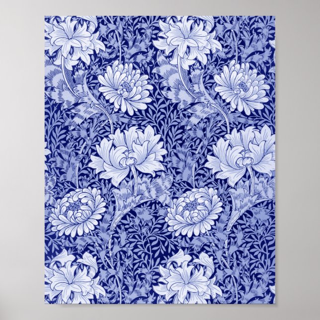 Chrysanthemum Blue, William Morris Poster (Vorne)
