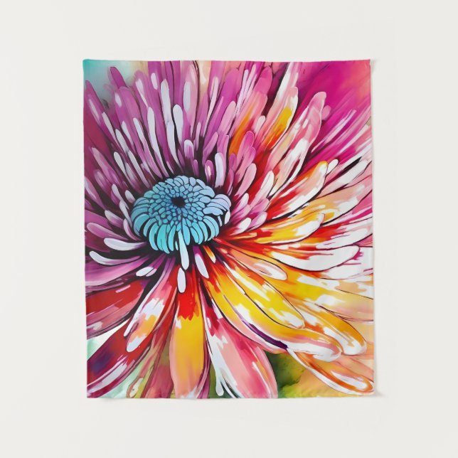 Chrysanthemum Blume Abstrakt Art Florenz Wandteppich (Vorderseite)
