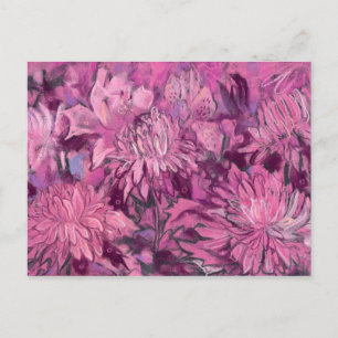 Chrysanthemum Blume Abstrakt Bläserrosa Maroon Postkarte