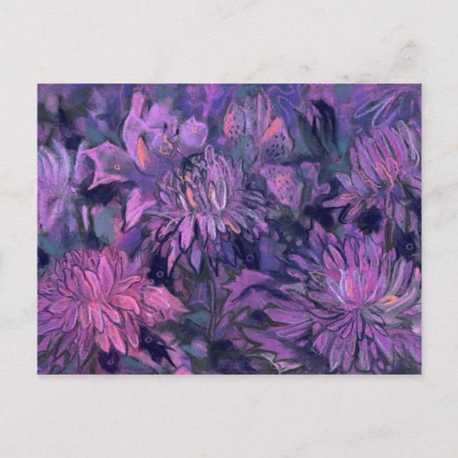 Chrysanthemum Blume Abstraktes Lila Violett Postkarte (Vorderseite)