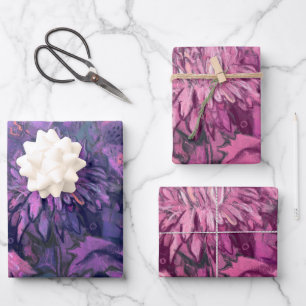 Chrysanthemum Blume Blumenfarbe Violett Rosa Geschenkpapier Set