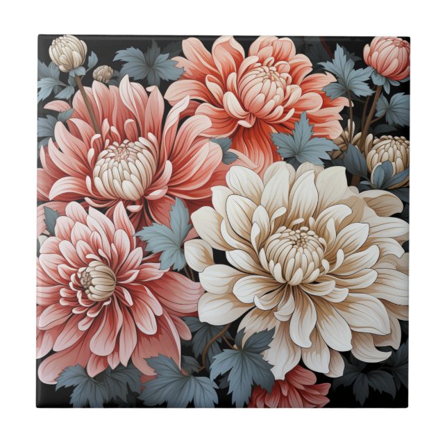 Chrysanthemum-Blume Fliese (Vorderseite)