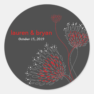 Chrysanthemum Blume Floral Elegantes Hochzeitsfest Runder Aufkleber