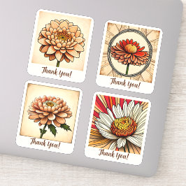 Chrysanthemum Blume Groovy Retro Personalisiert Aufkleber