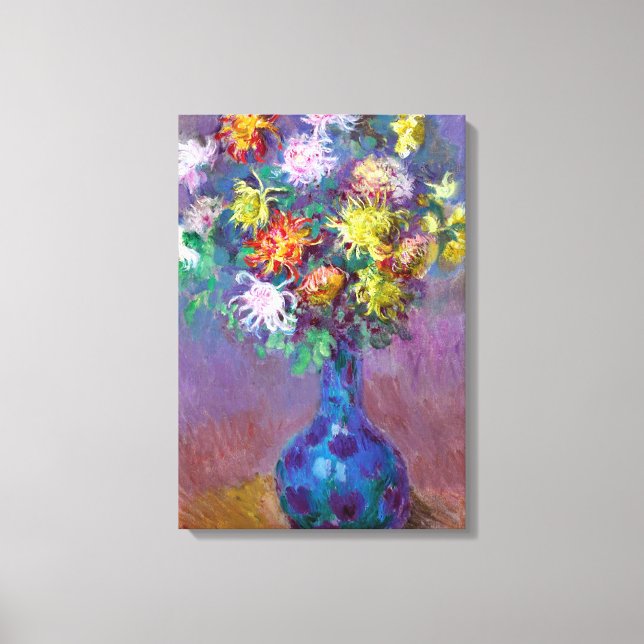 Chrysanthemum Blume im Vase Monet Fine Art Leinwanddruck (Vorderseite)