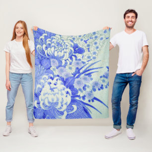 Chrysanthemum Blume, japanisches Design Fleecedecke
