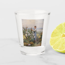 Chrysanthemum Blume (Mädchen im Garten) Schnapsglas